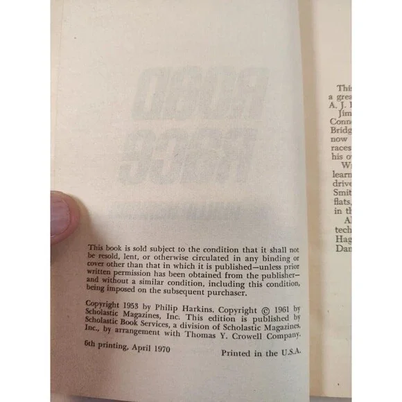 ROAD RACE BY PHILIP HAWKINS PAPERBACK-1970 Scholastic - Picture 9 of 11